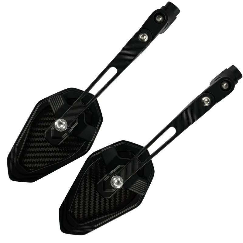 Motorcycle Rearview Mirror with Reverse Assist – Carbon Fiber + Aluminum Alloy Side Mirror, HD Wide-Angle Anti-Glare Glass for E-Scooter & Bike